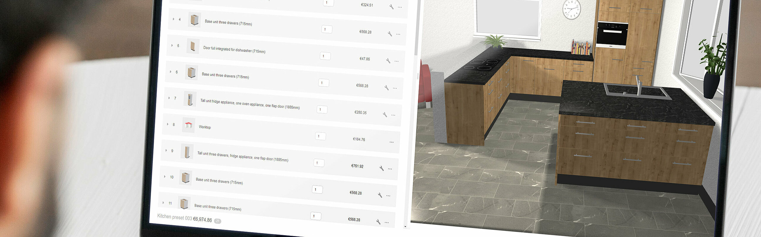 imos NET Studio Artikelübersicht Rendering Küche 